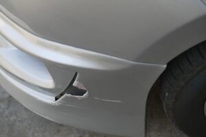 Damaged rear bumper